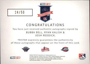 2008 TriStar PROjections - GR8 Xpectations Autographs Triple Green #BKR Bubba Bell / Ryan Kalish / Josh Reddick Back
