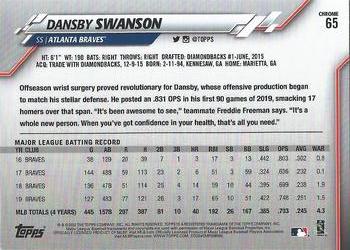 2020 Topps Chrome - Prism Refractor #65 Dansby Swanson Back