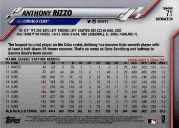 2020 Topps Chrome - X-Fractor Refractor #71 Anthony Rizzo Back