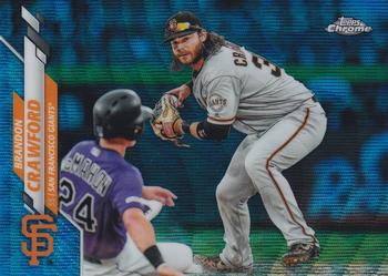 2020 Topps Chrome - Blue Wave Refractor #88 Brandon Crawford Front