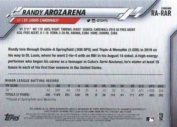 2020 Topps Chrome - Rookie Autographs #RA-RAR Randy Arozarena Back