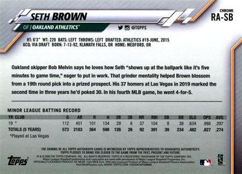 2020 Topps Chrome - Rookie Autographs #RA-SB Seth Brown Back