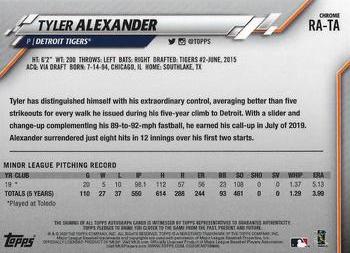 2020 Topps Chrome - Rookie Autographs #RA-TA Tyler Alexander Back