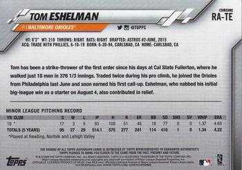 2020 Topps Chrome - Rookie Autographs #RA-TE Tom Eshelman Back