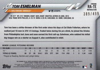 2020 Topps Chrome - Rookie Autographs Refractor #RA-TE Tom Eshelman Back