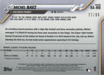 2020 Topps Chrome - Rookie Autographs Green Refractor #RA-MB Michel Baez Back