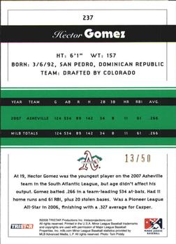 2008 TriStar PROjections - Green #237 Hector Gomez Back