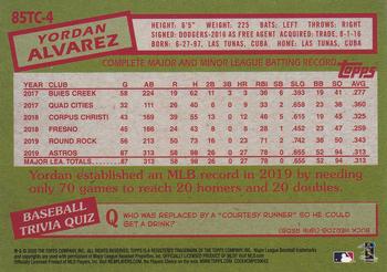 2020 Topps Chrome - 1985 Topps Baseball 35th Anniversary #85TC-4 Yordan Alvarez Back