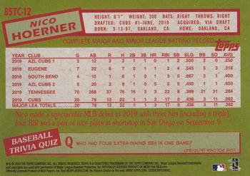 2020 Topps Chrome - 1985 Topps Baseball 35th Anniversary #85TC-12 Nico Hoerner Back