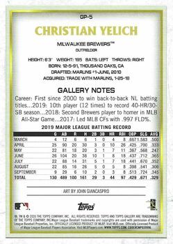 2020 Topps Chrome - Topps Gallery NBCD Preview #GP-5 Christian Yelich Back