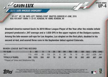 2020 Topps Chrome - Topps Update NBCD Preview #UP-4 Gavin Lux Back