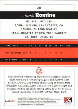 2008 TriStar PROjections - Reflectives #20 Austin Romine Back