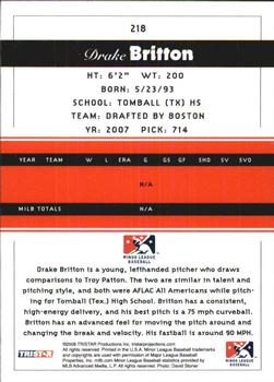 2008 TriStar PROjections - Reflectives #218 Drake Britton Back