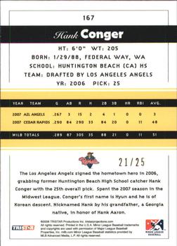 2008 TriStar PROjections - Yellow #167 Hank Conger Back