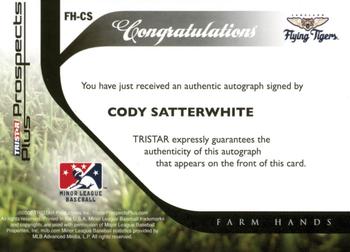 2008 TriStar Prospects Plus - Farm Hands Autographs #FH-CS Cody Satterwhite Back
