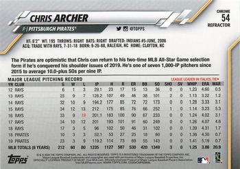 2020 Topps Chrome - Sepia Refractor #54 Chris Archer Back
