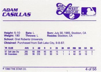 1989 Star Midwest League All-Stars #4 Adam Casillas Back