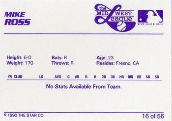 1989 Star Midwest League All-Stars #16 Mike Ross Back
