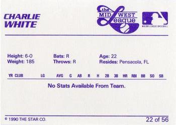 1989 Star Midwest League All-Stars #22 Charlie White Back