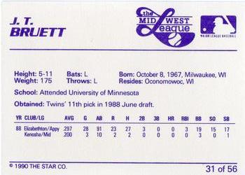 1989 Star Midwest League All-Stars #31 J.T. Bruett Back