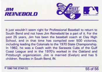 1989 Star Midwest League All-Stars #55 Jim Reinebold Back