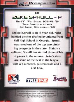 2008 TriStar Prospects Plus - Green #81 Zeke Spruill Back