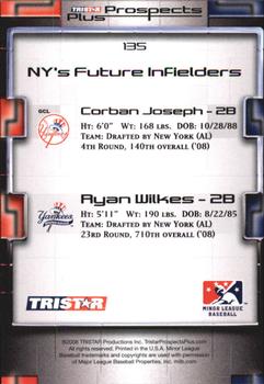 2008 TriStar Prospects Plus - Green #135 Corban Joseph / Ryan Wilkes Back