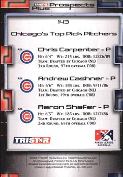 2008 TriStar Prospects Plus - Green #143 Andrew Cashner / Aaron Shafer / Chris Carpenter Back