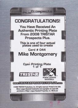 2008 TriStar Prospects Plus - Printing Plates Cyan #44 Mike Montgomery Back