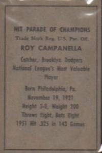 1952 Berk Ross #NNO Roy Campanella Back