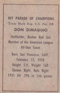 1952 Berk Ross #NNO Dom DiMaggio Back