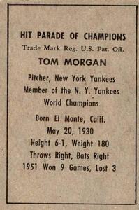 1952 Berk Ross #NNO Tom Morgan Back
