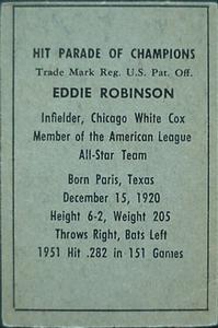 1952 Berk Ross #NNO Eddie Robinson Back