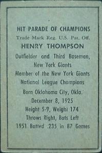 1952 Berk Ross #NNO Henry Thompson Back