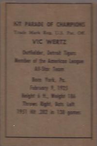 1952 Berk Ross #NNO Vic Wertz Back