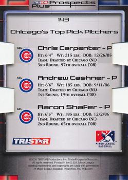 2008 TriStar Prospects Plus - PROminent Die Cut Green #143 Andrew Cashner / Aaron Shafer / Chris Carpenter Back