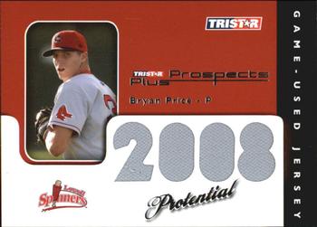 2008 TriStar Prospects Plus - PROtential Game Used #P-BP Bryan Price Front