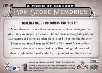 2008 Upper Deck A Piece of History - Box Score Memories #BSM-26 Lance Berkman Back
