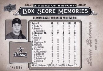 2008 Upper Deck A Piece of History - Box Score Memories #BSM-26 Lance Berkman Front