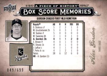 2008 Upper Deck A Piece of History - Box Score Memories #BSM-28 Alex Gordon Front