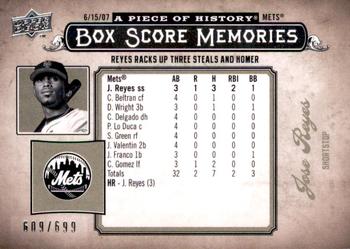 2008 Upper Deck A Piece of History - Box Score Memories #BSM-38 Jose Reyes Front