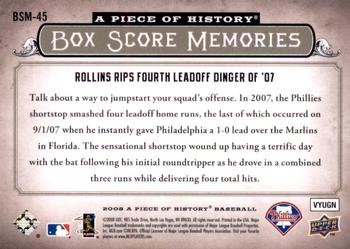 2008 Upper Deck A Piece of History - Box Score Memories #BSM-45 Jimmy Rollins Back