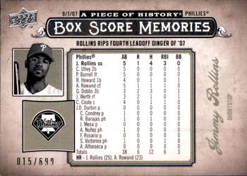2008 Upper Deck A Piece of History - Box Score Memories #BSM-45 Jimmy Rollins Front