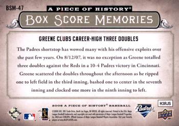 2008 Upper Deck A Piece of History - Box Score Memories #BSM-47 Khalil Greene Back