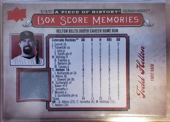 2008 Upper Deck A Piece of History - Box Score Memories Jersey Red #BSM-19 Todd Helton Front
