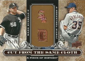2008 Upper Deck A Piece of History - Cut From the Same Cloth #CSC-BV Mark Buehrle / Justin Verlander Front