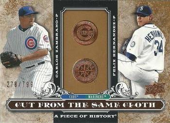 2008 Upper Deck A Piece of History - Cut From the Same Cloth #CSC-HZ Carlos Zambrano / Felix Hernandez Front