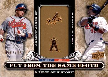 2008 Upper Deck A Piece of History - Cut From the Same Cloth #CSC-JH Andruw Jones / Torii Hunter Front