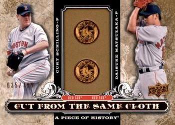 2008 Upper Deck A Piece of History - Cut From the Same Cloth #CSC-MS Curt Schilling / Daisuke Matsuzaka Front