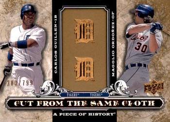 2008 Upper Deck A Piece of History - Cut From the Same Cloth #CSC-OG Carlos Guillen / Magglio Ordonez Front